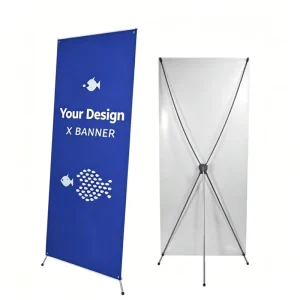 Custom PVC X Banner Stand Cross Base Portable Durable Aluminum Advertising Display Banner Backdrop for Trade Show Fair Promotion