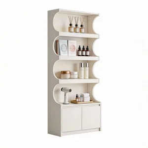 Custom Painted White Wood Display Stand for Beauty Salons