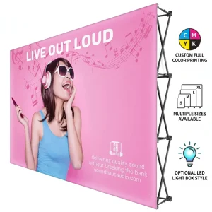 Custom Pop up Backdrop Stand Full Color with Quick Setup for Advertising and Promotional Displays at Trade Shows