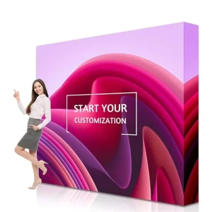 Custom Portable 8ft 10ft Aluminum Alloy Pop up Fabric Straight Display Stand Scalable As Advertising Backdrop Background
