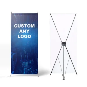 Custom Portable Aluminum X Banner Stand with Promotional Flags and Banners