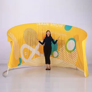 Custom Portable Foldable Curved or Straight Tension Fabric Trade Show Pop-Up Display Stand
