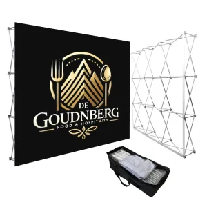 Custom Portable Folding Trade Show Advertising Display Heat Transfer Printing Tension Fabric Pop up Backdrop Stand