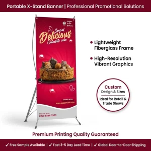 Custom Portable Lightweight Metal X-Frame Banner Display for Trade Shows and Events