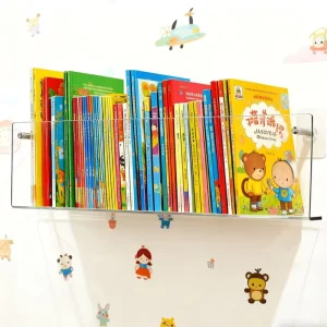 Custom Portable Wall-Mounted Rectangular Acrylic Bookshelf and Storage Rack