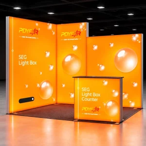 Custom Print Tool-Free Foldable LED SEG Fabric Light Box Backwall for Trade Shows