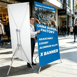 Custom Printed 180x80cm PVC Aluminum Alloy X Stand Banner American Portable Durable Event Display Stand for Trade Show Promotion