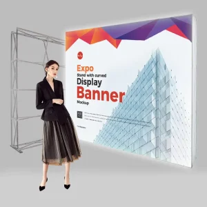 Custom Printed Aluminum Frame Display Stand with Straight Light Box and Stretched Fabric Background Waterproof and Sun resistant