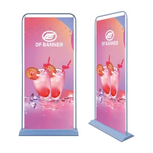 Custom Printed Door-Shaped Banner Stand Floor Display Rack