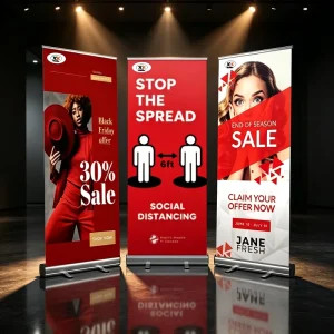 Custom Printed Lightweight Portable Roll Up Advertising Banner Retractable Aluminum Outdoor Roll up Banner Stand Display Racks