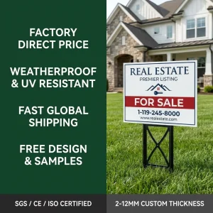 Custom Printed PP Outdoor Advertising Stand Banner 18×24 Cutting Service for Real Estate Listing Effective Lawn Display Stakes