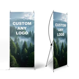 Custom Printed X Type Banner Stand Fabric Signage with Foldable Tripod for Trade Show Display Promotional Flags & Banners