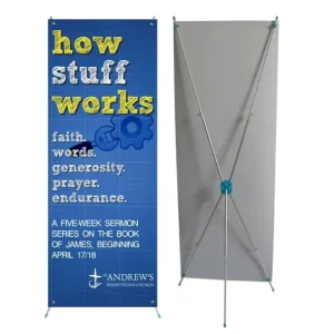 Custom Printing Aluminum Single Sided Adjustable Tripod X Banner Display Stand Weatherproof Retractable Design Portable