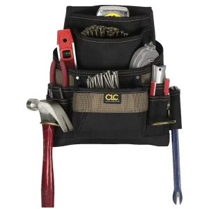 Custom Professional Work Gear 1620 11 Pocket Nail Tool Bag Paired with a Flat Profile for Ultimate Portability Resistance