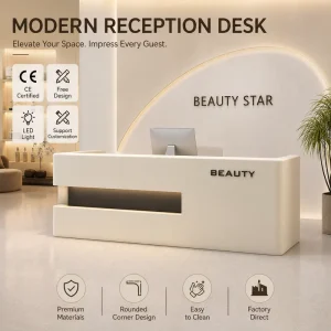Custom Reception Desk with LED Light for Beauty Salon and Clinic Office