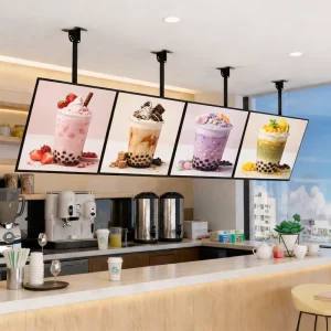 Custom Rectangular LED Advertising Light Box Aluminum Frame Hanging Menu Rack Tempered Glass Restaurant Shop Backlight