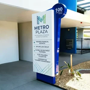 Custom Rectangular Outdoor Signboard Stainless Steel and Aluminum Weatherproof Freestanding Directional Sign