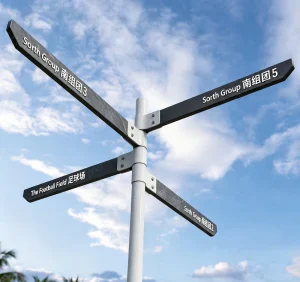 Custom Resort Hotel Wayfinding Signage System Floor-Standing Number Directional Sign