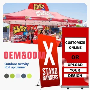 Custom Retractable Roll Up Banner Stand Portable X Banner for Outdoor Activities