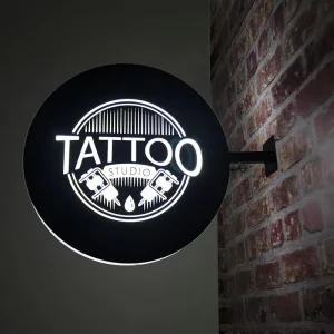 Custom Round Double-Sided Tattoo LED Light Box Sign