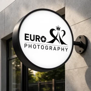 Custom Round Light Box Sign Outdoor Waterproof LED Illuminated Hanging Sign Double Sided Shop Advertising Lightbox