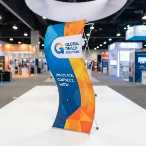 Custom S Shape Tension Fabric Trade Show Backdrop Display Stand
