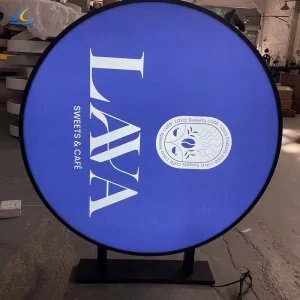 Custom-Shape Hanging LED Light Box Sign Aluminum Frame Round Display