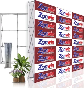 Custom Size 7.5×7.5ft, 7.5x10ft, and 7.5×12.5ft Straight Tension Fabric Pop-Up Display Stand