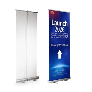 Custom-Size Portable Aluminum Frame Retractable Roll-Up Banner Display Stand for Advertising