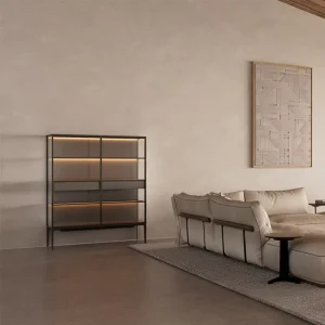 Custom Size and Layout Metal Display Cabinet LED-Lit Steel Storage Shelf for Interior Projects