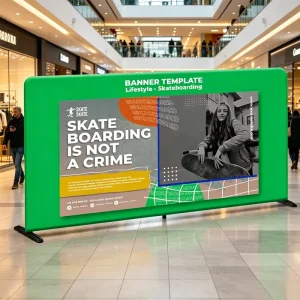 Custom Skate and Roller Sports Advertising Fence Banner Stand with Tension Fabric Barrier Frame