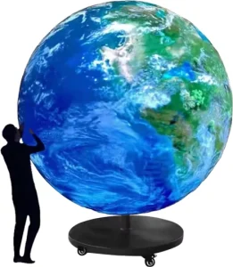 Custom Sphere LED Screen Globe 360° Rotating Hanging Display for Exhibition Mall Elevator DJ Stage