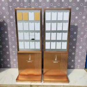 Custom Stainless Steel Freestanding Metal Notice Display Stand and Brochure Leaflet Rack for Offices, Malls, and Public Areas