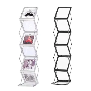 Custom Store Home Light Duty Portable Foldable for Powder Coated Floor Standing A4 Paper Sign Menu Brochure Display Rack