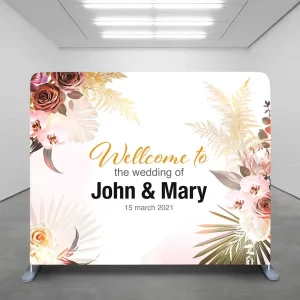Custom Straight Foldable Wedding Party Step and Repeat Backdrop Stretch Fabric Banner Stand Pillowcase Backdrop