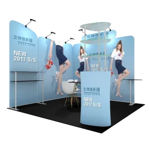 Custom Stretch Fabric Graphic Tradeshow Backdrop Display 3 x 3m Aluminum Frame Modular System CMYK JR-3×3