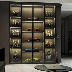 Custom Style Modern Living Room Storage Cabinet Wood Lockable Glass Display Furniture Decorative Home Furniture Latest Designs