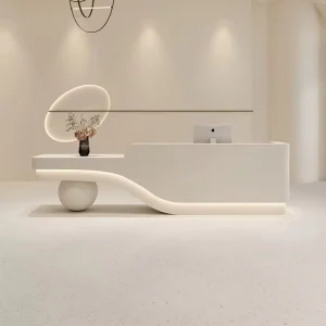 Custom Vintage-Style Reception Desk with LED Front Panel for Hotel, Office, or Salon