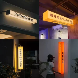 Custom Wall-mounted Suspended Acrylic Light Box Signage, Elongated Outdoor Illuminated Signboard