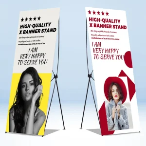 Custom Waterproof Printed Adjustable Tripod Portable Aluminum Flagpole X Banner Display Stand