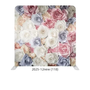 Custom Wedding Printed Flower Stretch Fabric Backdrop Curtain with Portable Aluminum Frame