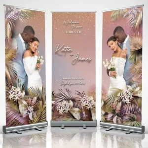 Custom Wedding and Birthday Roll-Up Banner Stand with Hanging Holes
