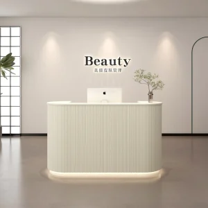 Custom White Curved Small Clinic Reception Desk and Front Desk for Retail Stores