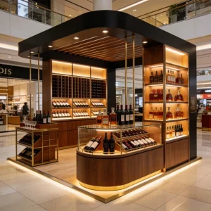 Custom Wine Display Cabinet Display Shelves with 3D Design for Liquor Retail Store