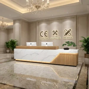 Custom Wood Reception Desk for Office, Bar, Beauty Salon, School, and Checkout
