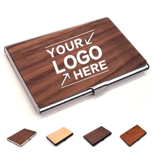 Custom Wooden Business Card Holder Personalized Desk Organizer for Professional Office or Gift