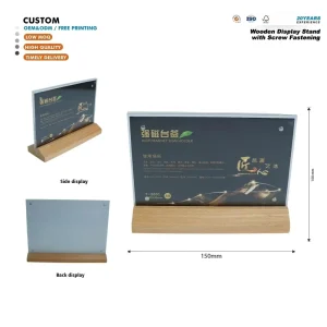 Custom Wooden Desktop Sign Holder with Horizontal Magnetic Acrylic Display for A8 Name Cards