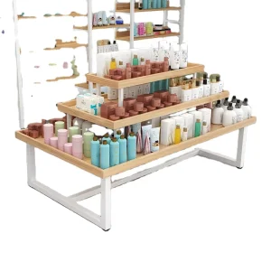 Custom Wooden Island Display Stand for Supermarket Stores