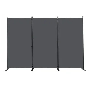 Customizable 3 Panel Office Partition Screen 255x180cm Steel Frame Polyester Divider with Stable Feet for Global Wholesalers