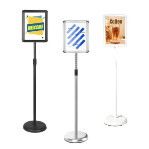 Customizable Adjustable-Height Pedestal Sign Rotatable Floor-Standing Poster Stand Water Base Durable Sign Holder